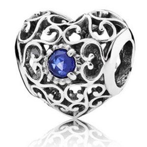 New Pandora Signature Heart Birthstone Charm September Bead